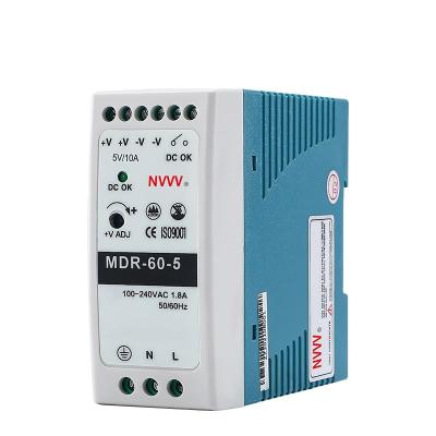 China CCTV Camera 60W Din Rail Power Supply 5v 10A AC to DC Switching Power Supply MDR- 60-5 for sale