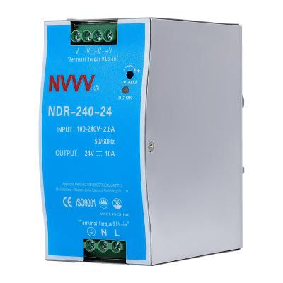 중국 Camera NVVV 240W 24V NDR-240-24 AC/DC Rail Industrial Power CCTV DIN Change Power Supply 판매용