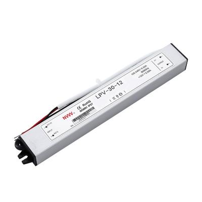 China LED Display Waterproof 30w 12v Series Waterproof 12V Led Slim Switch Power Supply LPV-30w-12v LED Driver for sale