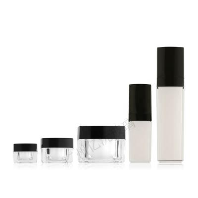 China Square Cosmetic Acrylic Cosmetic Bottle Suit Water Emulsion Cream Essence Bottle for sale