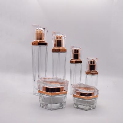 China Factory Wholesale Cosmetic Stain Cosmetics Emulsion Essence Set Bottle Glass Bottle Eye Cream Bottle for sale