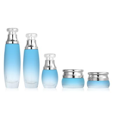 China Factory direct 120ml/100ml/40ml/50g/30g cosmetic set spot bottle skin care lotion set glass cream bottle for sale