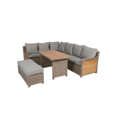 China Modern Outdoor Teak Sectional Aluminum Wood Rope Living Room Furniture Set Outdoor Garden Sofas for sale