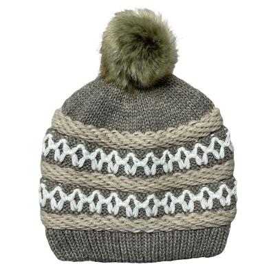 China COMMON soft lined faux fur pom pom beanie for sale