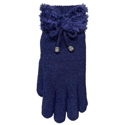 China Simple Knitted Bow Decorated Winter Ladies Gloves for sale