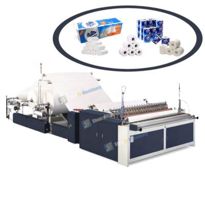 China Automatic Factory Small Toilet Paper Tissue Paper Roll Converting Rewinder / Rewinding Machine for sale