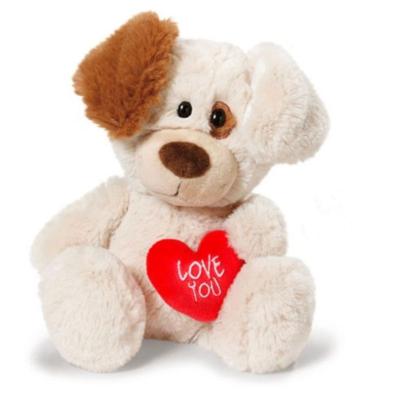 China Furry Stuffed Valentine Plush Dog Toys With Heart Toy for sale