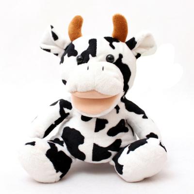 China Eco - Friendly Plush Cow Hand Puppet Stuffed Animal Toy For Early Educational for sale