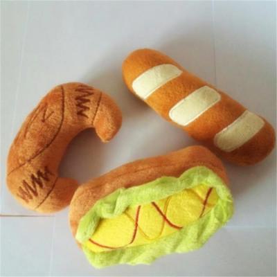 China Sustainable Popular Dog Toy Food Shaped Sandwich Sausage Plush Toy For Pet for sale