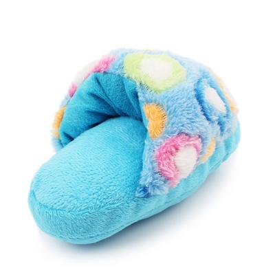 China New Design Pet Chew Products Viable Plush Squeaker Slippers Soft Pet Toys For Dog Cat Toy for sale