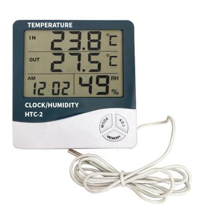 China 24 Hours Temperature Measurement HTC-2 Digital Thermometer Hygrometer LCD Display Temperature Humidity Meter Electronic Indoor Outdoor Clock Weather Station for sale