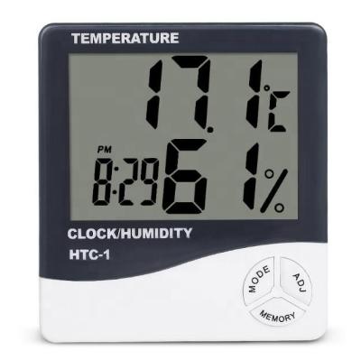 China 24 Hours Temperature Measurement HTC-1 Indoor Electronic Alarm Clock Large Screen Creative Home Thermometer Temperature and Humidity Meter Gift for sale