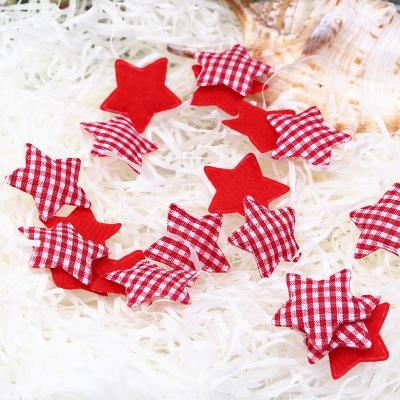 China 50 PCS 100%Polyester Fabric Red Scottish Checked Stars Christmas Party Wedding Diy Party Decoration for sale