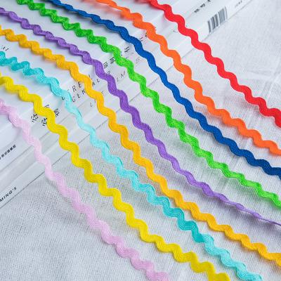 China Polyester 5mm Ribbbon 100% Spring 10meters Color Inelastic Wave 10meters Used For Sewing Handmade Clothes DIY Gift Cards Decaoration for sale