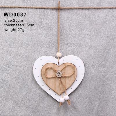 China Europe Dot Bow Button Heart DIY Opens Wooden Hanging Wedding Valentine's Day Party Design Heart Ornament Vintage Nordic Decor for sale