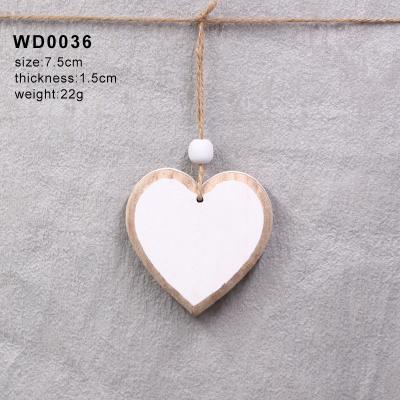 China Europe White DIY Heart Opens Wedding Wooden Pendant Valentine's Day Party Design Heart Ornament Nordic Vintage Creative Hanging Decor for sale