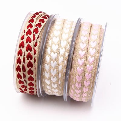 China Heart 100% Polyester Factory Direct Sales 5Meters/Roll Wedding Ribbons Ruaral Wedding Decoration DIY Party for sale