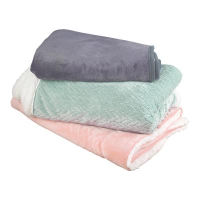 China Portable Luxury Solid High Quality Solid Polyester Flannel Sherpa Throw Fleece Soft Warm Cozy Blanket For Winter for sale