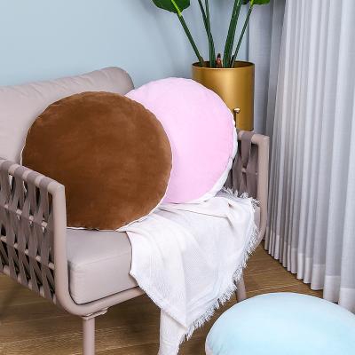 China Sustainable Microfiber Fabric Feather Round Tile Decoration Feather Fabric Pillow Super Soft for sale