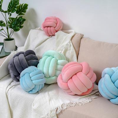 China Viable Wholesale Colorful Round Tiles Knot Ball Cushion Tile Soft Fashion Velvet Cushion for sale