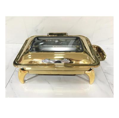 China Hotel Hotel Buffetware Induction Gold Hydraulic Chafing Dish for sale