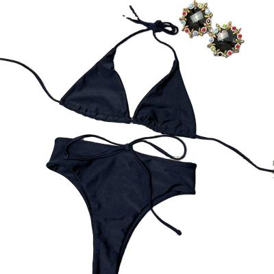 China Removable Padded Two Piece Beachwear Swimwear Triangle Bikini Younger Girls Teen Swimwear for sale