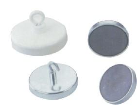 China Pot Magnet, Ferrite Disc Magnets Bonded into anti - corrosion soft steel cup with hook for sale