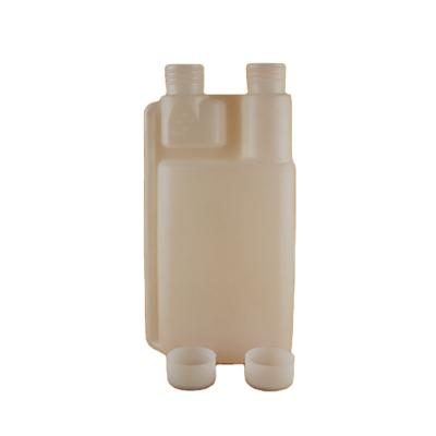 China 250ml 500ml 1000ml Luxury Plastic Double Neck Double Chamber Twin Bottle For Liquid Dispenser for sale