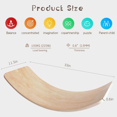 China Eco-Friendly Wooden Material Wooden Yoga Bridge Balance Board Original Hardwood Yoga Seesaw Seesaw Wobble For Kids Montessori Toys for sale