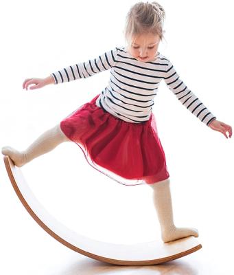 China Indoor Curved Kid Toy Wooden Balance Board Eco-friendly Material Wood Balance Rocker Board Toy For Kids for sale