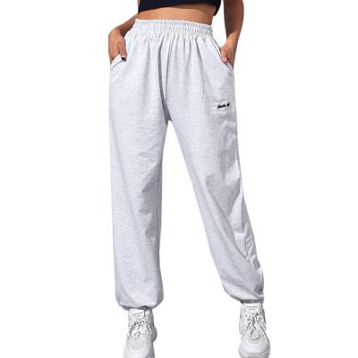 China Wholesale OEM/ODM Anti-wrinkle Letter Embroidery Slope Pocket Regular Fit Sweatpants For Women for sale