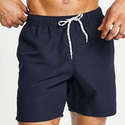 China Custom High Quality QUICK DRY Fashion Gym Polyester S Plus Size Mesh Men&'s Shorts Swim Shorts in Navy & Red Mid Length for sale