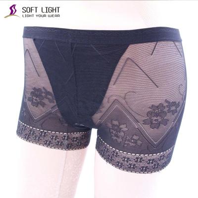 China Mesh Lace Traceless Boyshort Women Antibacterial Transparent Panties for sale