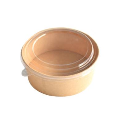 China 685ml Disposable Greaseproof Food Container Brown Kraft Paper Bowl Soup Salad Bowl With Paper Lid For Existing Sale for sale