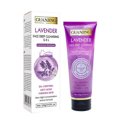 China Defect Clearing GUANJING OEM Anti Acne Hydrate Oil Control Lavender Face Wash Organic Settling Facial Cleanser for sale