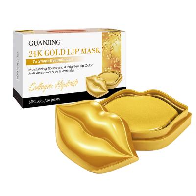 China Wholesale Moisturizer Guanjing Custom Moisturizing Anti-winkles 24k Gold Foil Lip Nourishing Hydration Mask for sale