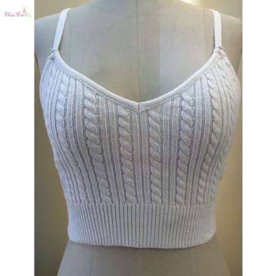 China Sex Apparel High Quality Mature Lady White Knitted Tight Backless Top Sweater With Cable for sale