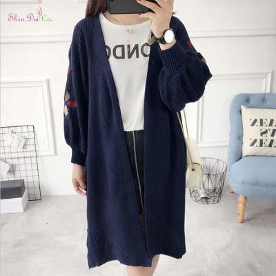 China Fashion Hot Women Anti-Wrinkle Heavy Sale Long Knit Embroidered Cardigan Sweater for sale