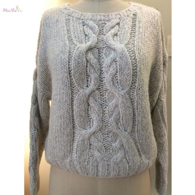 China China Supplier Hot Sale Anti Shrink Heavy Cable Knit Jacquard Pullover Sweater For Lady for sale