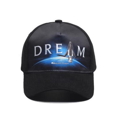 China COMMON High Quality Black 5panel Cotton Fitted Printed Sports Strap Adjuster Baseball Cap for sale