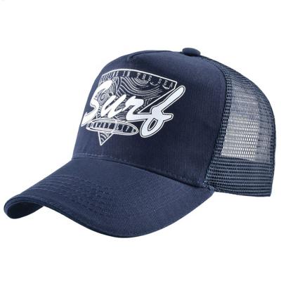 China COMMON High Quality Custom Printed Cotton 5 Panel Navy Blue Mesh Trucker Hat for sale