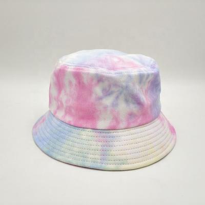 China High Quality Checked Logo Tie Dye Bucket Hat Customized Image Cotton Material Unisex Women for sale