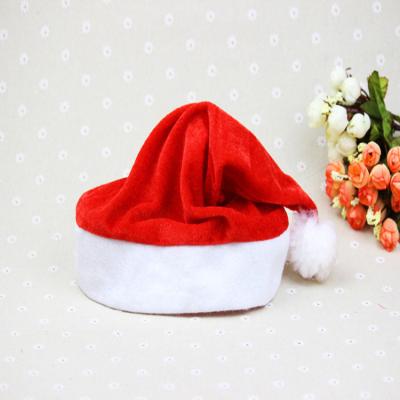 China Christamas Christmas Home Decoration Plush Santa Hat Promotion Thick Christmas Santa Claus Hat for sale