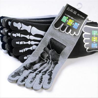 China Personality Mens Cotton Five-toed Socks Halloween Printing Rubber Pattern Four Seasons Mid-Tube Split-toed Socks Amazon Outdoor Five-Toed Trade for sale