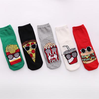 China Breathable Made in China Cute Fancy Cotton Socks Ladies French Fries Foodie Series Jacquard Short Socks for sale