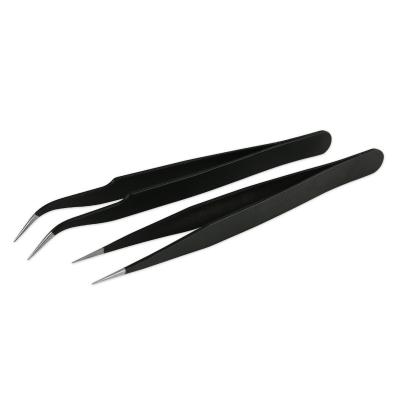 China Black Stainless Steel Curved Straight Eyebrow Tweezers False Eyelash Nail Art Tool for sale