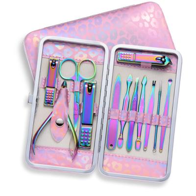 China Stainless Steel Beauty Tools Set Professional Pedicure Kit Rainbow Color Nail Clippers Kit for sale