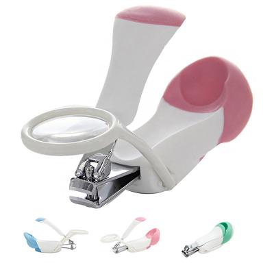 China Safety Soft Steel Nail Clipper Rubber TPE Medium Size Cute Baby Nail Clipper with Magnifier for sale