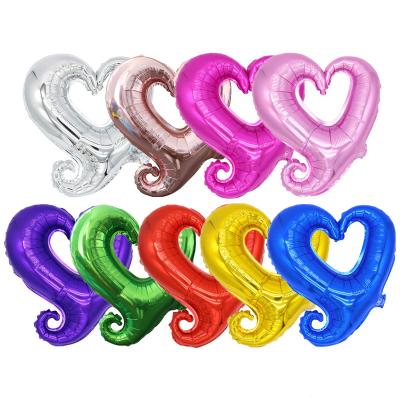 China 18 Inch Heart Shaped Balloon Heart Shaped Hollow Hook Foil Balloon Wedding Birthday Party Decor for sale