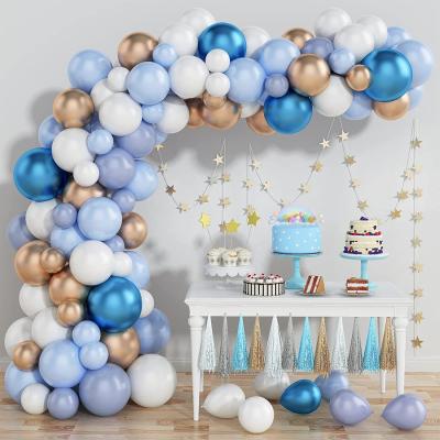 China Beauty Decorations Haze Blue Latex Balloons Champagne Gold Balloon Arch Kit for sale